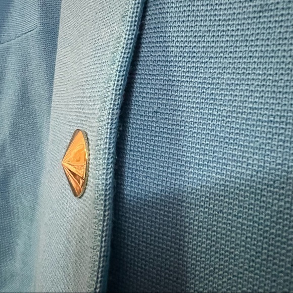 ST. JOHN Baby Blue Gold Stud Buttons Wool Blazer Jacket 10 - Picture 6 of 8